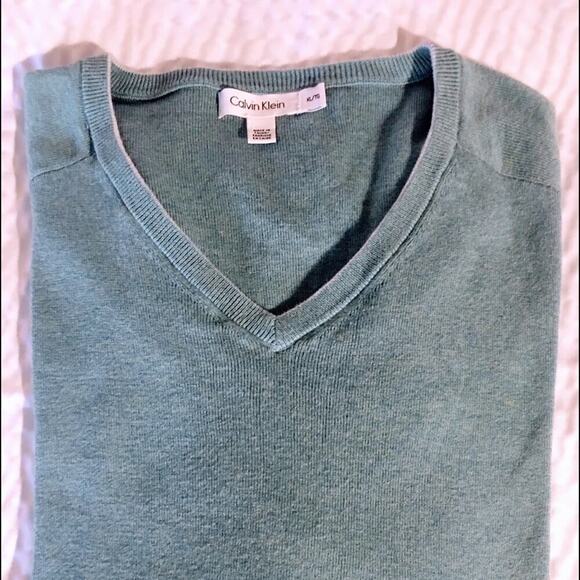 Men’s sweater Calvin Klein Cotton Blend V-Neck Sweater Banded Cuffs XL - Picture 4 of 8